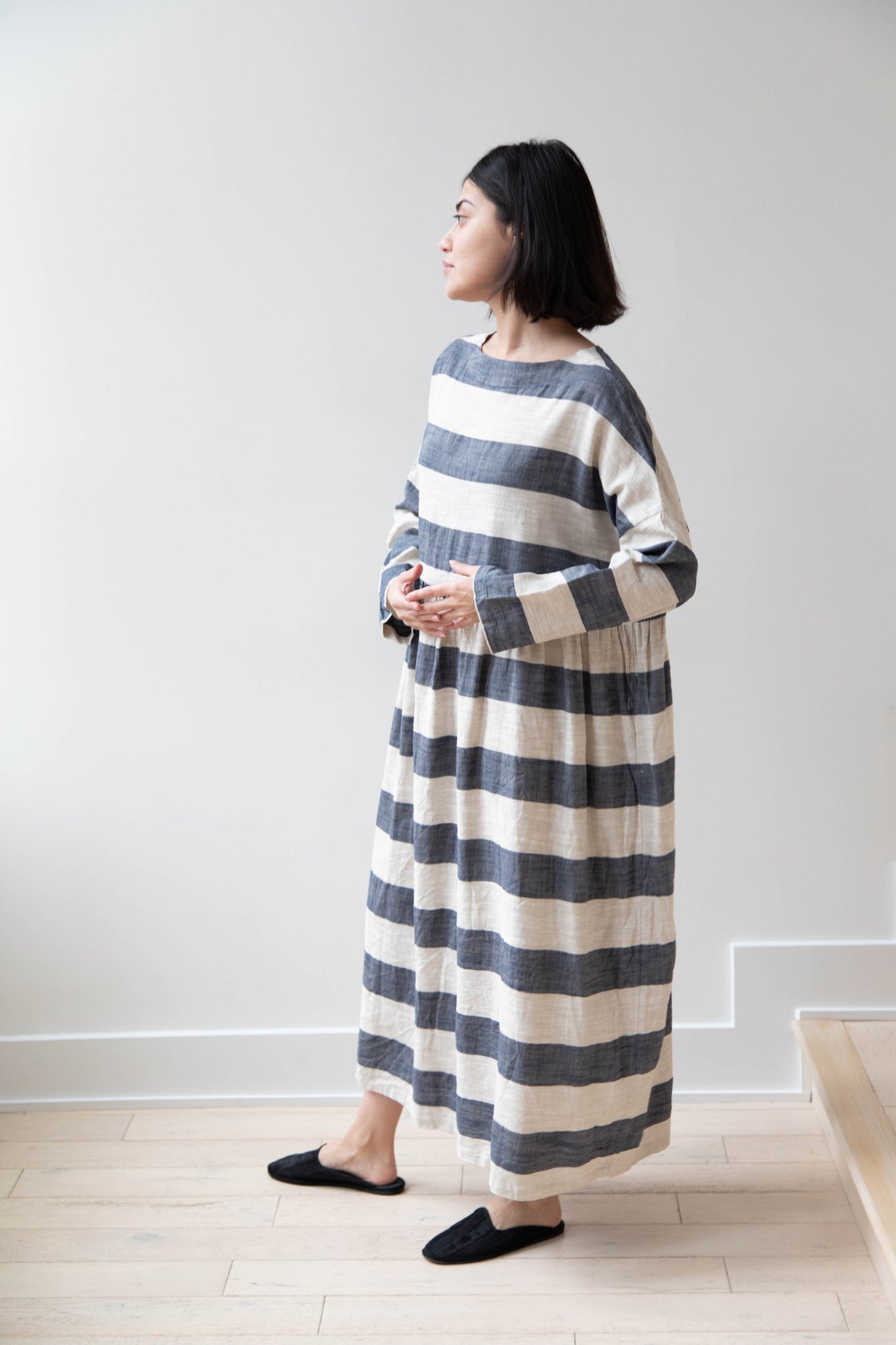 Ichi Antiquités | Stripe Dress in Navy & Natural