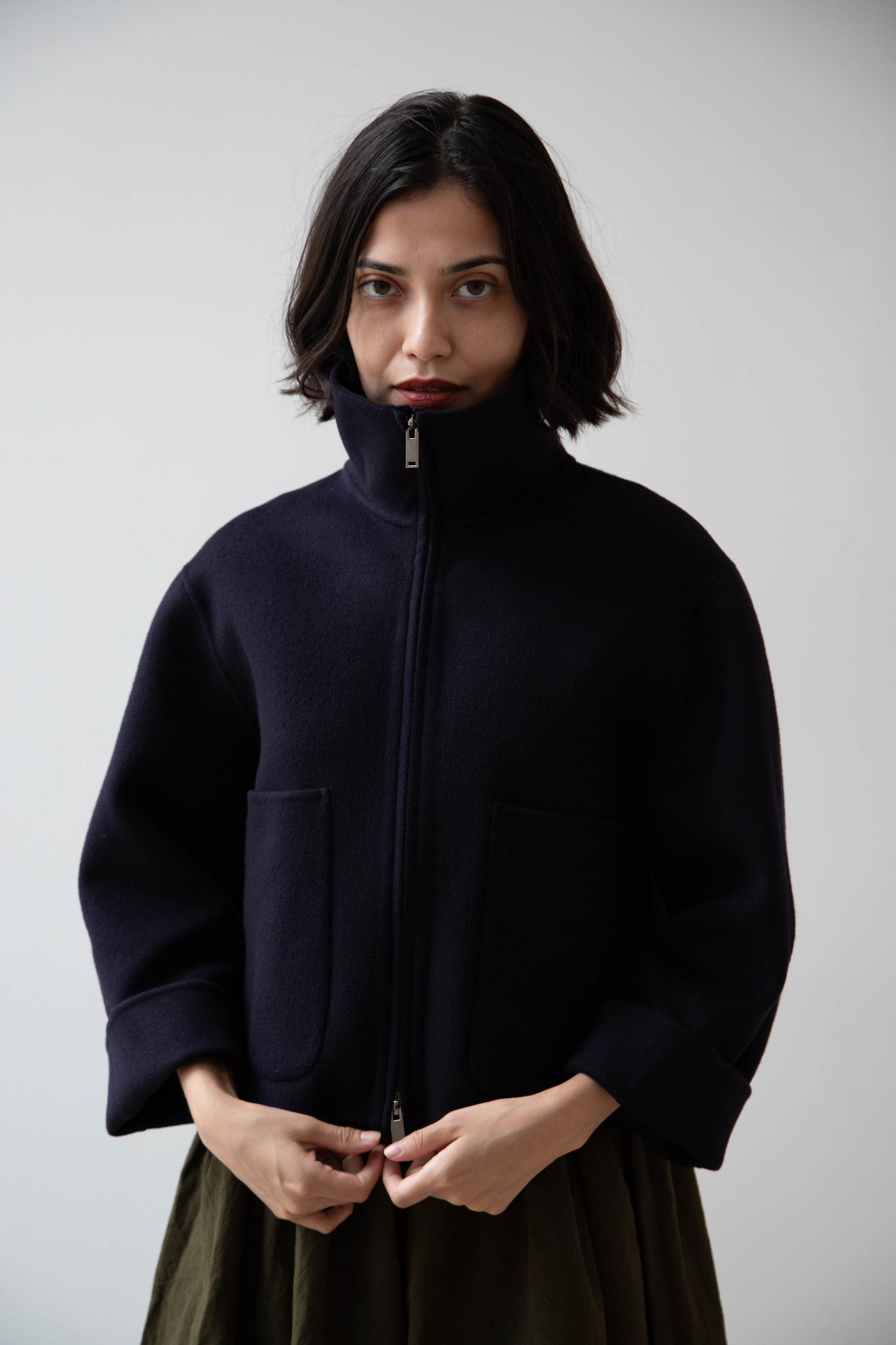 The Loom | Wool Cashmere Zip Up in Navy