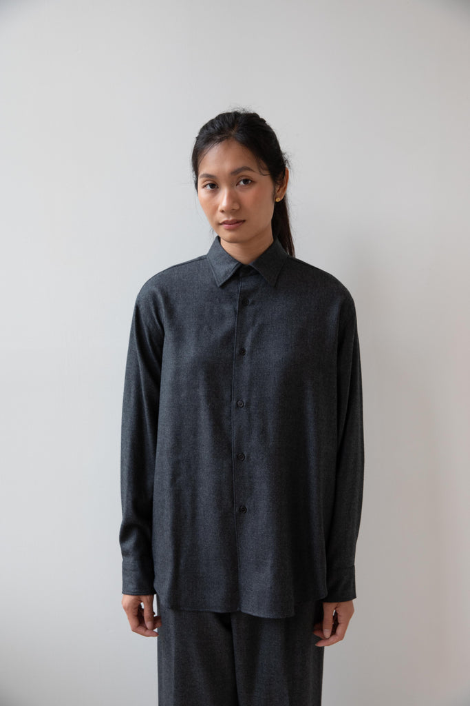 Auralee | Light Wool Shirt in Charcoal
