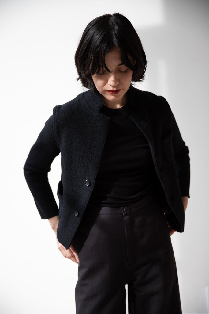 Old Man's Tailor | Wool Felt Knit Jacket in Black