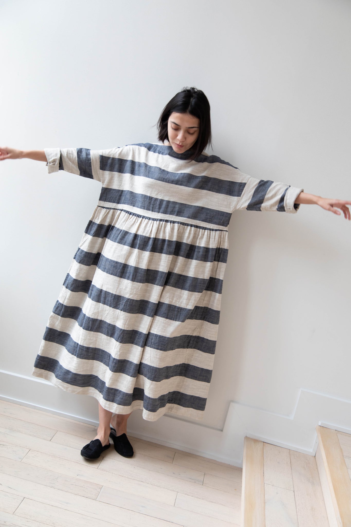 Buy Ketch Black/White Striped Shirt Type Midi Dress for Women Online at  Rs.403 - Ketch