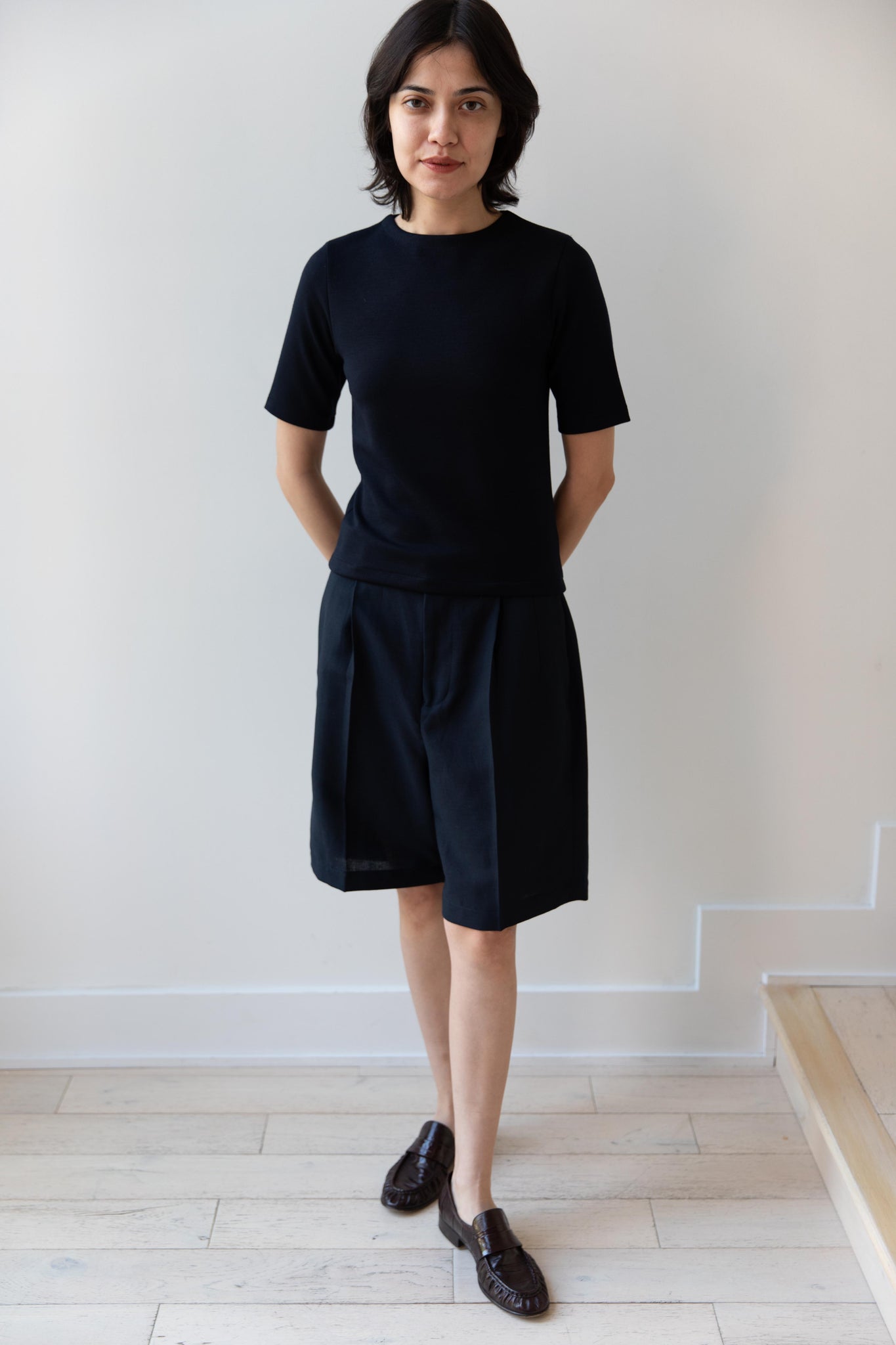 rennes — Auralee | Wool Stretch Double Jersey Boat Neck Tee in