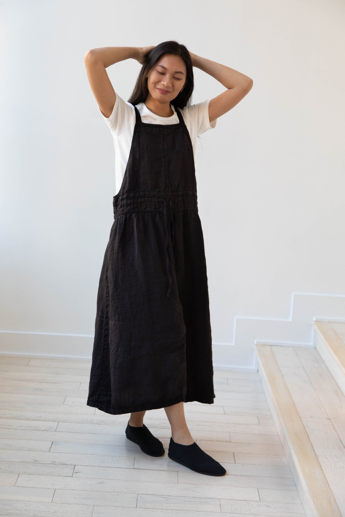 Armen | Linen Apron Dress in Black Armen | Linen Apron Dress in Black
