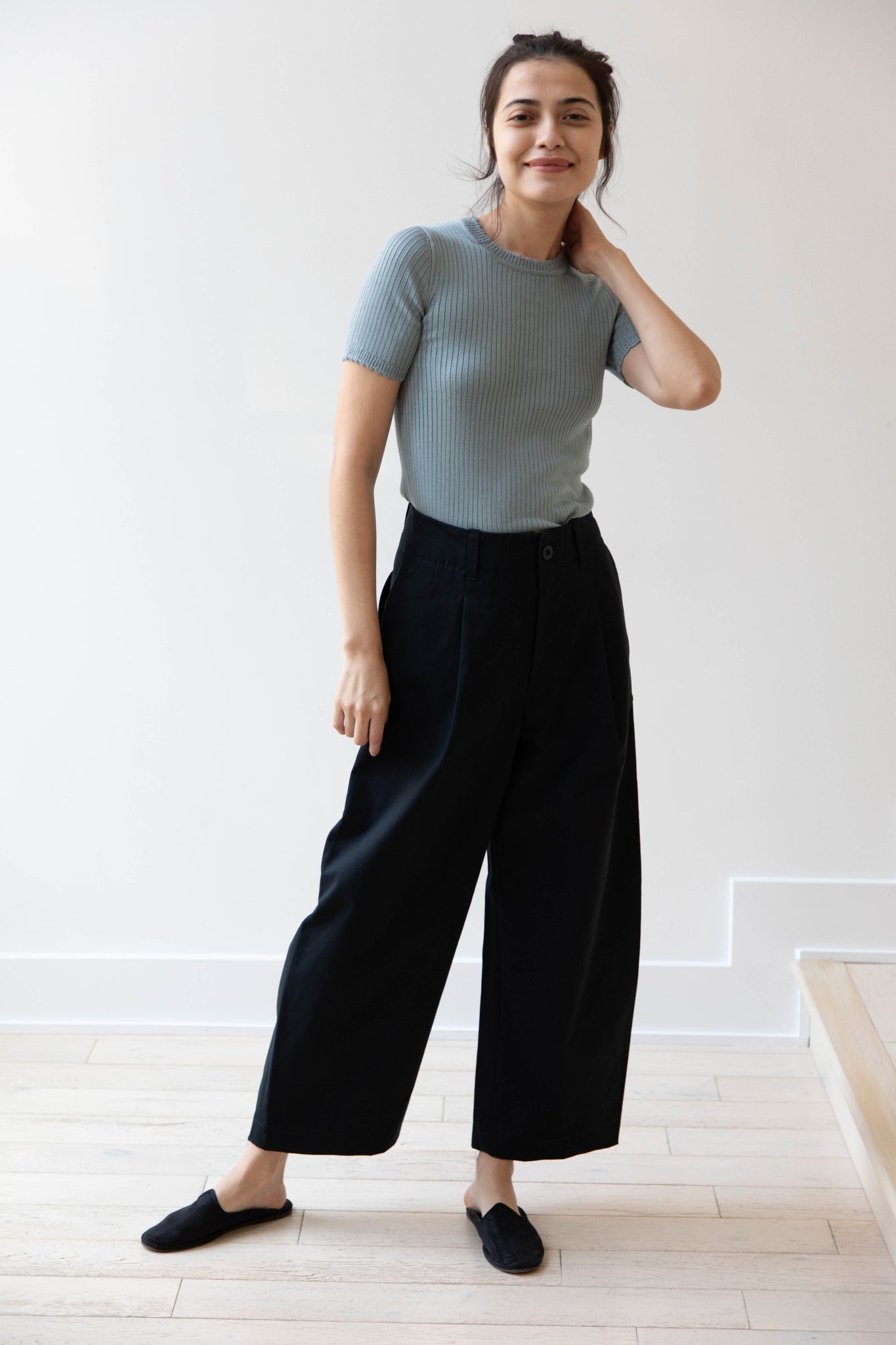 Aseedonclöud | HW Wide Trousers in Charcoal