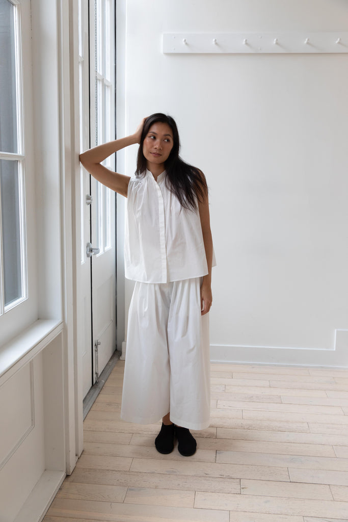 The Loom | Gathered Yoke Shirt in White