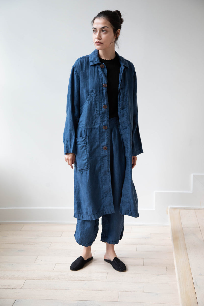 rennes — Armen | Work Coat in Blue Twill Linen