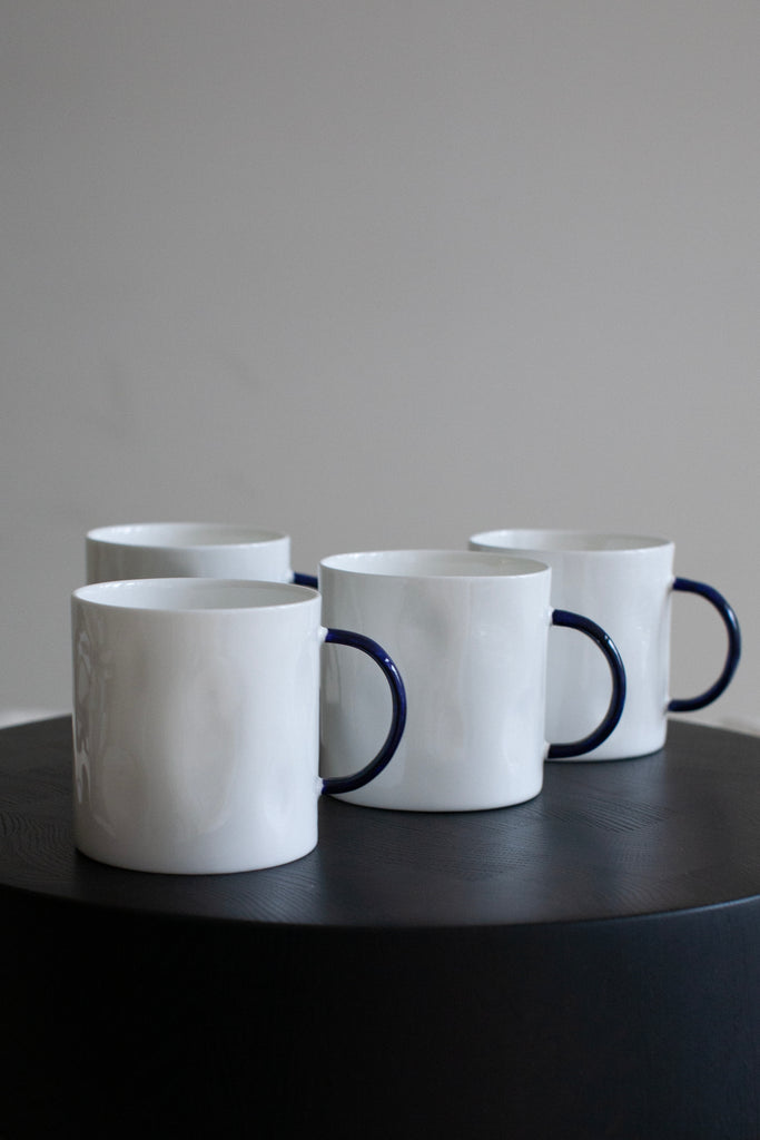 Feldspar | Set of Four Tea Mugs in Cobalt & White