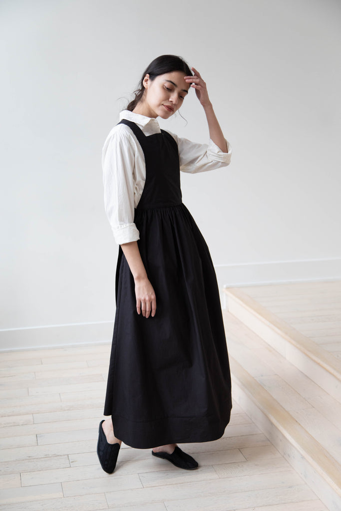 The Loom Cotton Apron Dress in Black