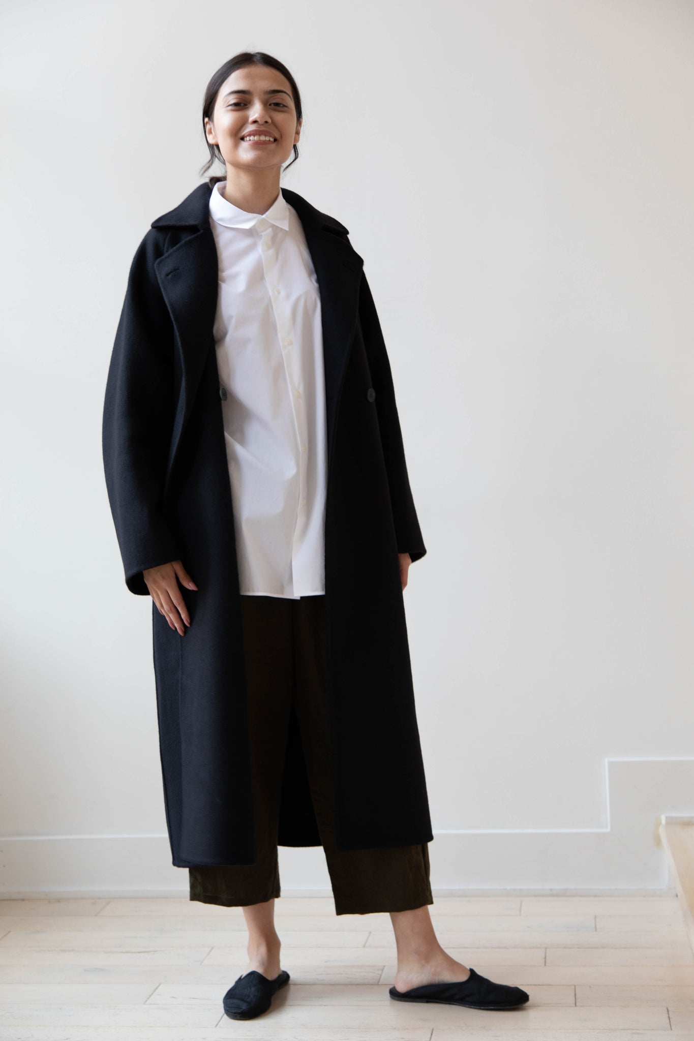 Aton Black Wool Coat