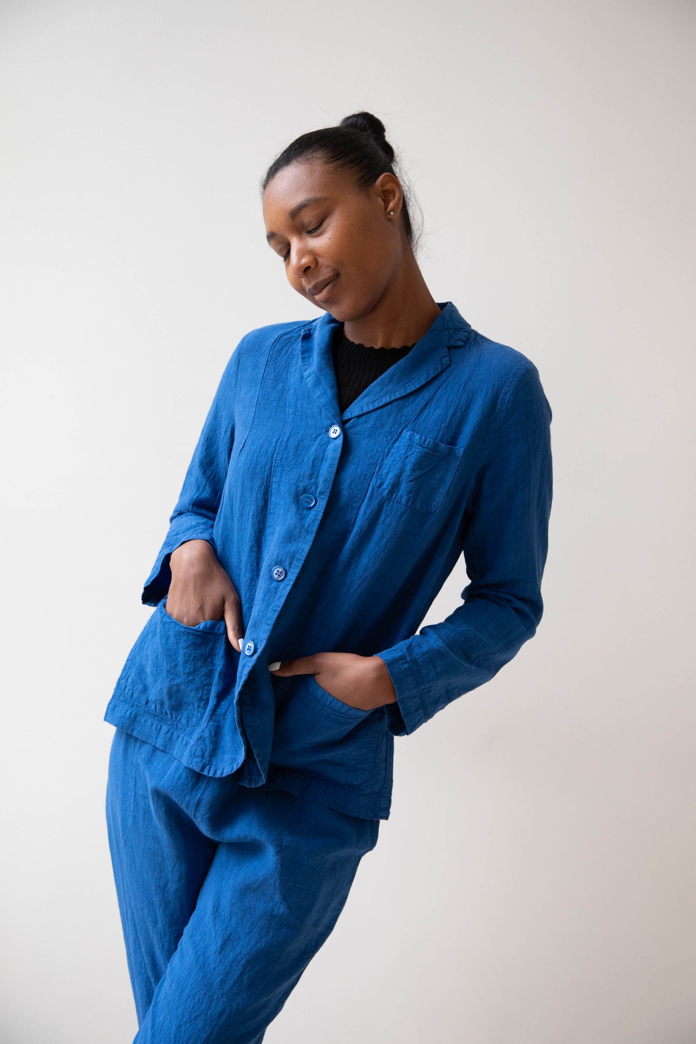 Manuelle Guibal | Linen Jacket in Cobalt Plouf