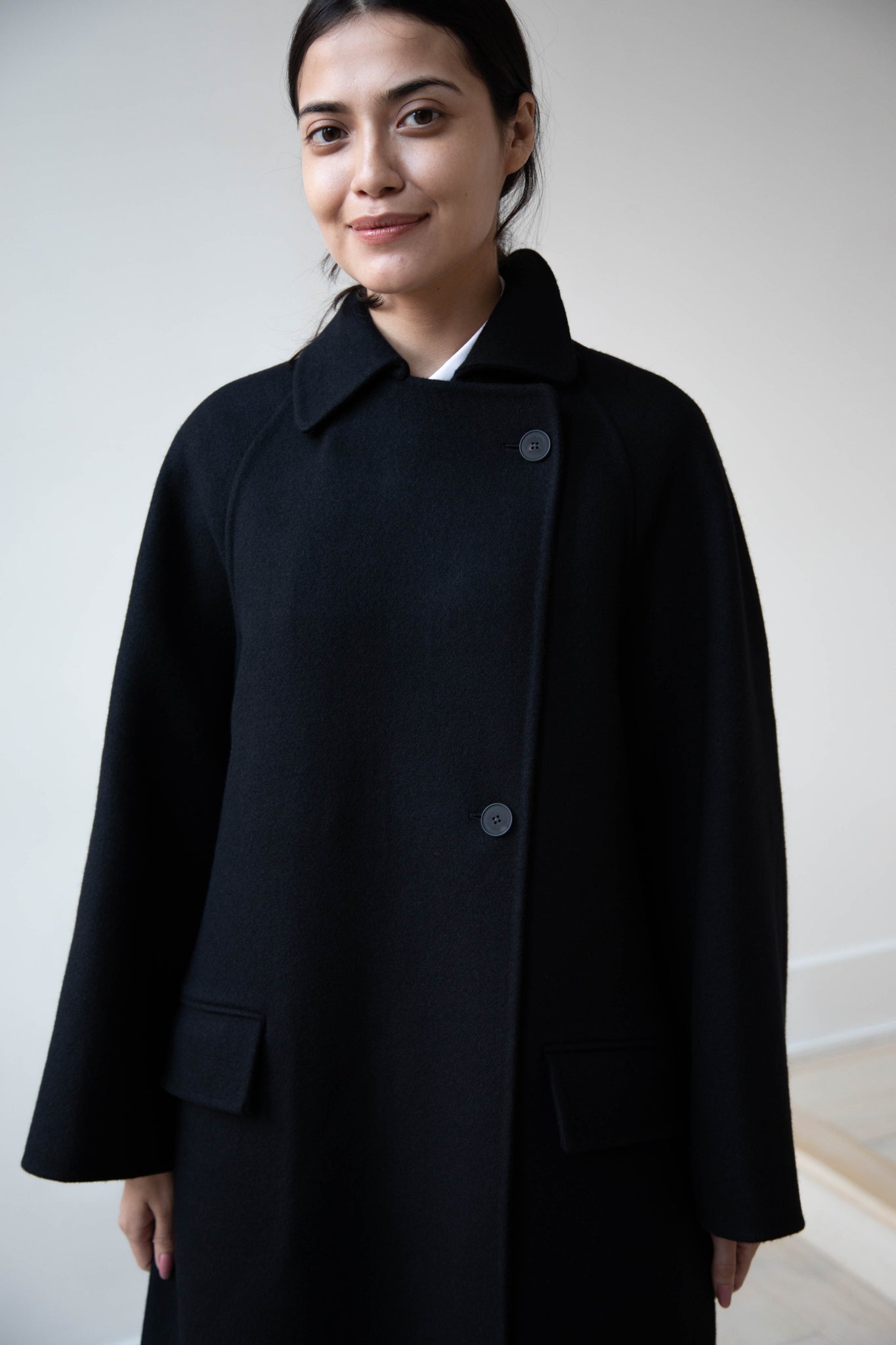 Aton Black Wool Coat
