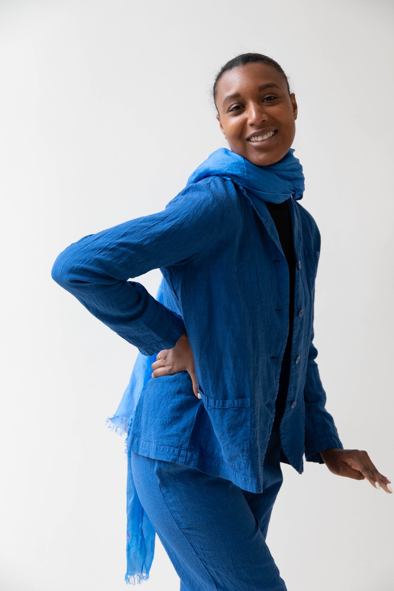 Manuelle Guibal | Linen Jacket in Cobalt Plouf