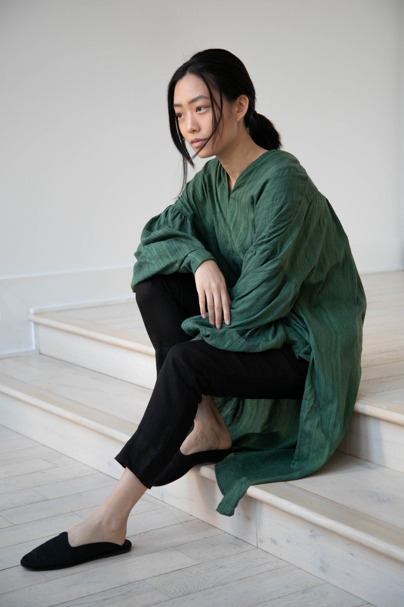 Atelier Bâba Lamont Tunic in Emerald Silk