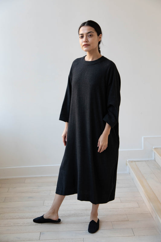 rennes — Arts & Science Raglan Sleeve Charcoal Cashmere Silk Dress