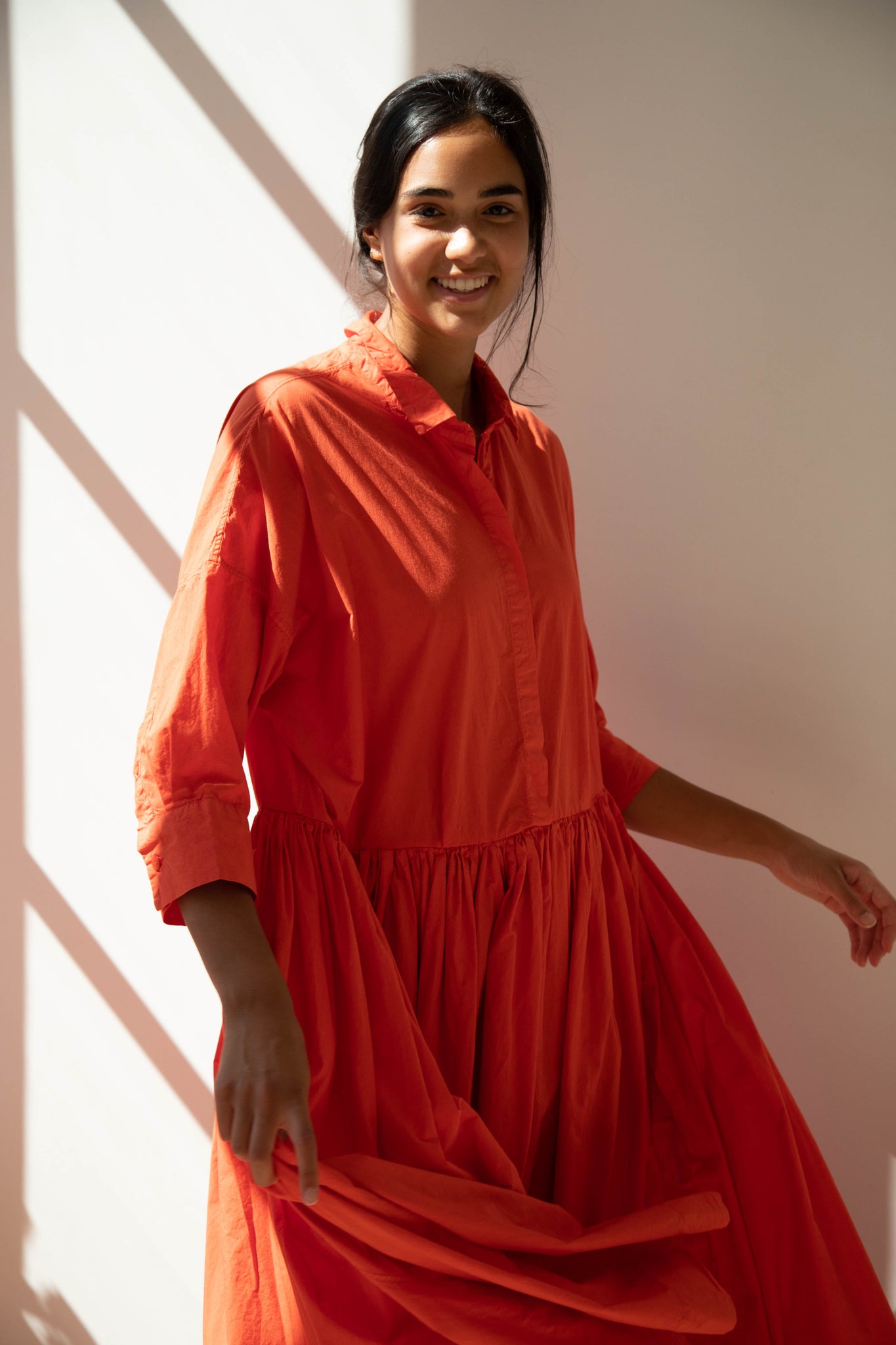 rennes — Casey Casey Stephanie Dress in Poppy Red Paper Cotton