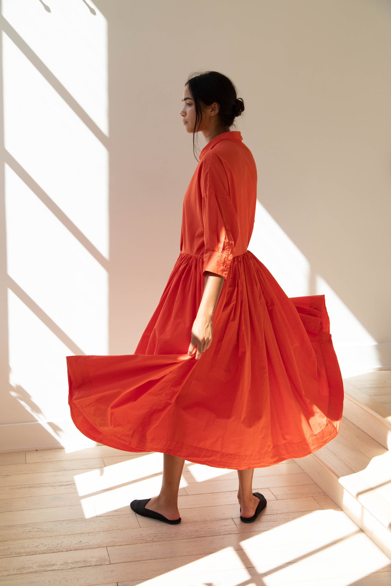 rennes — Casey Casey Stephanie Dress in Poppy Red Paper Cotton