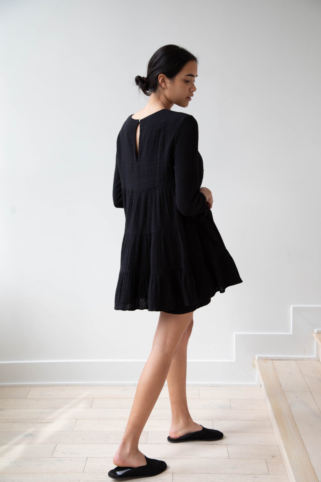 Anaak Yasmine Tie Mini Dress in Black