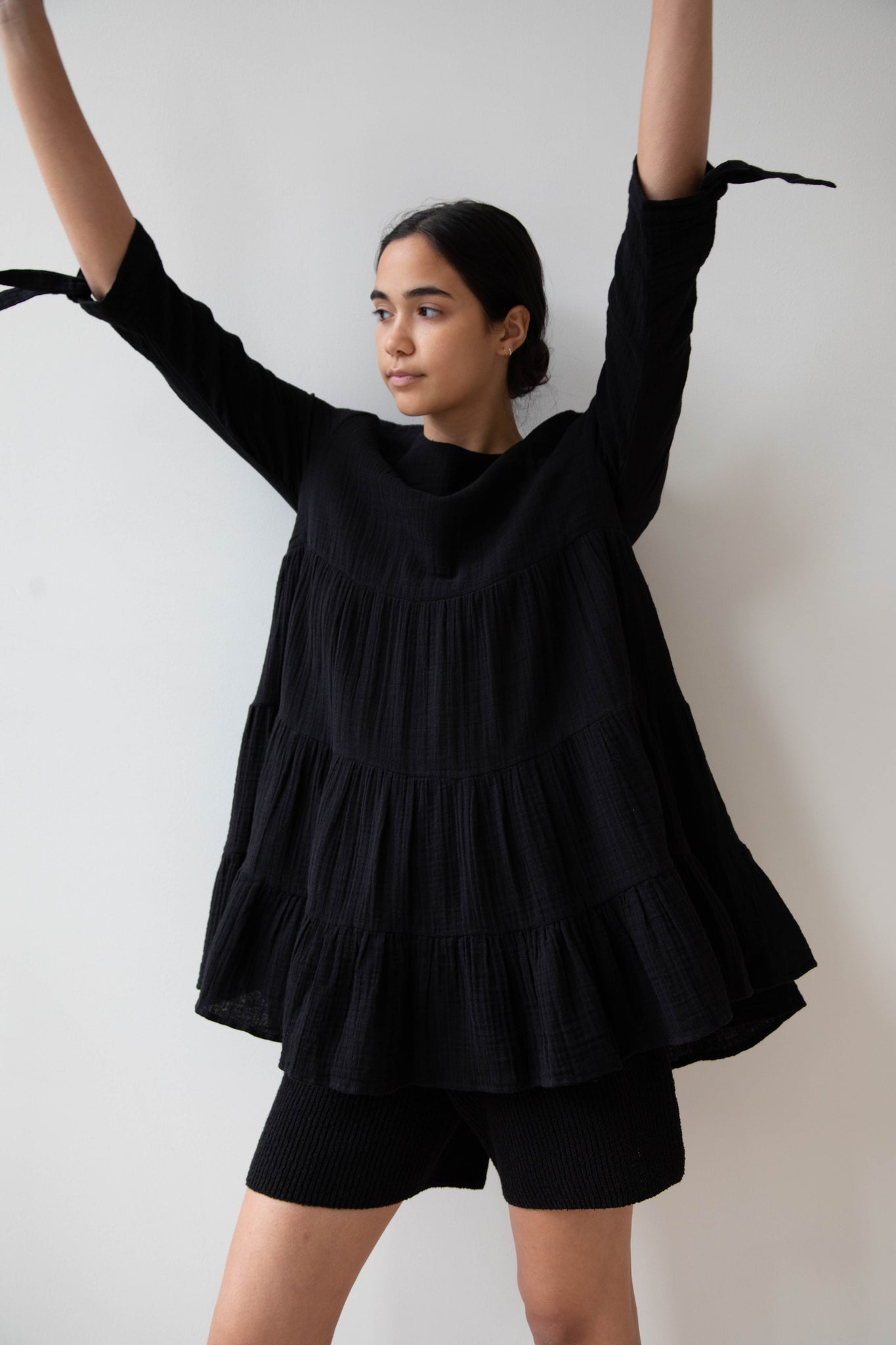 Anaak Yasmine Tie Mini Dress in Black