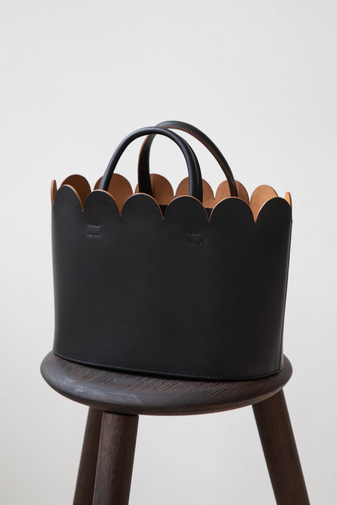 Old Man's Tailor Scalloped Leather Basket Tote