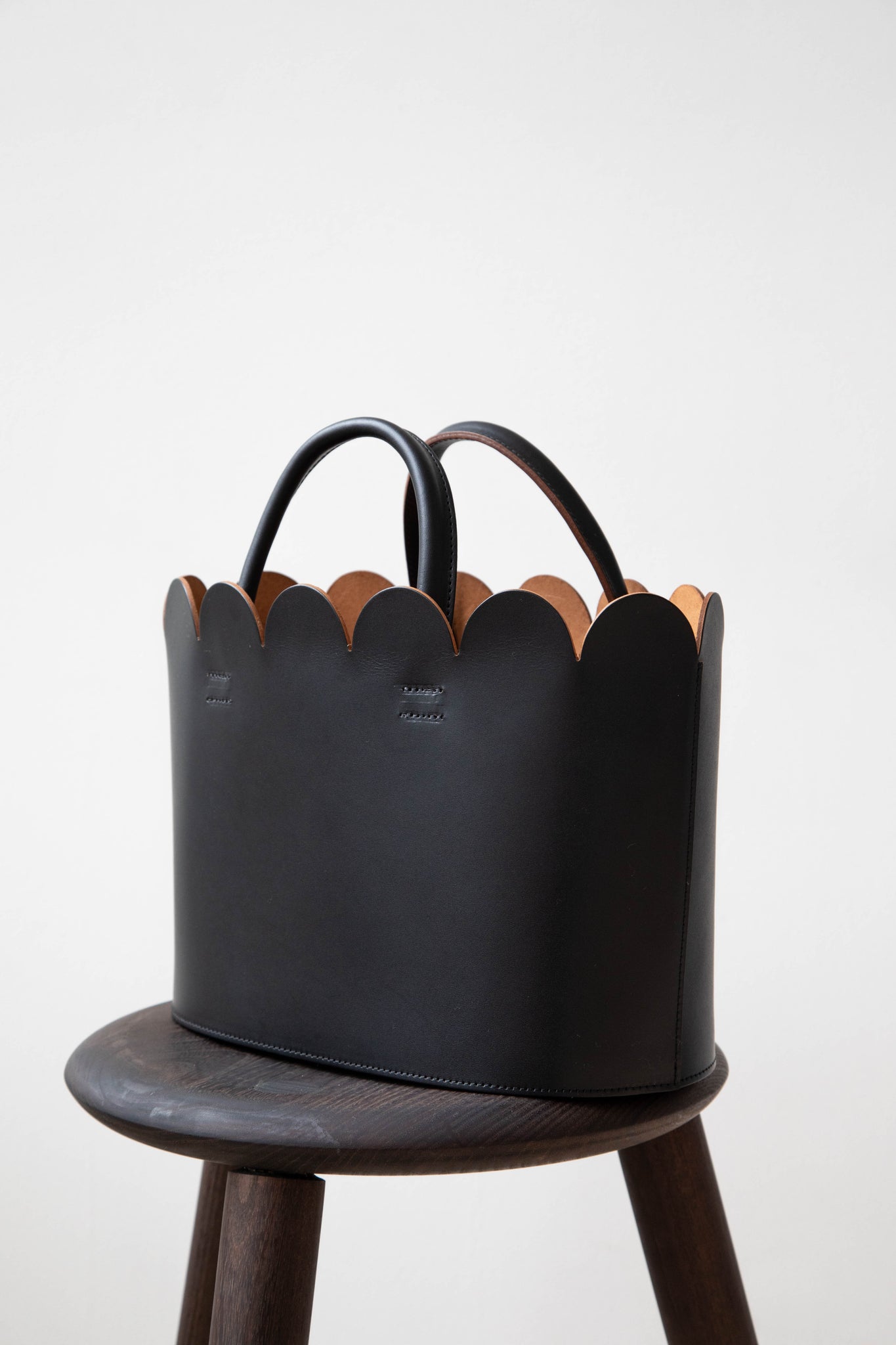 Old Man's Tailor Scalloped Leather Basket Tote
