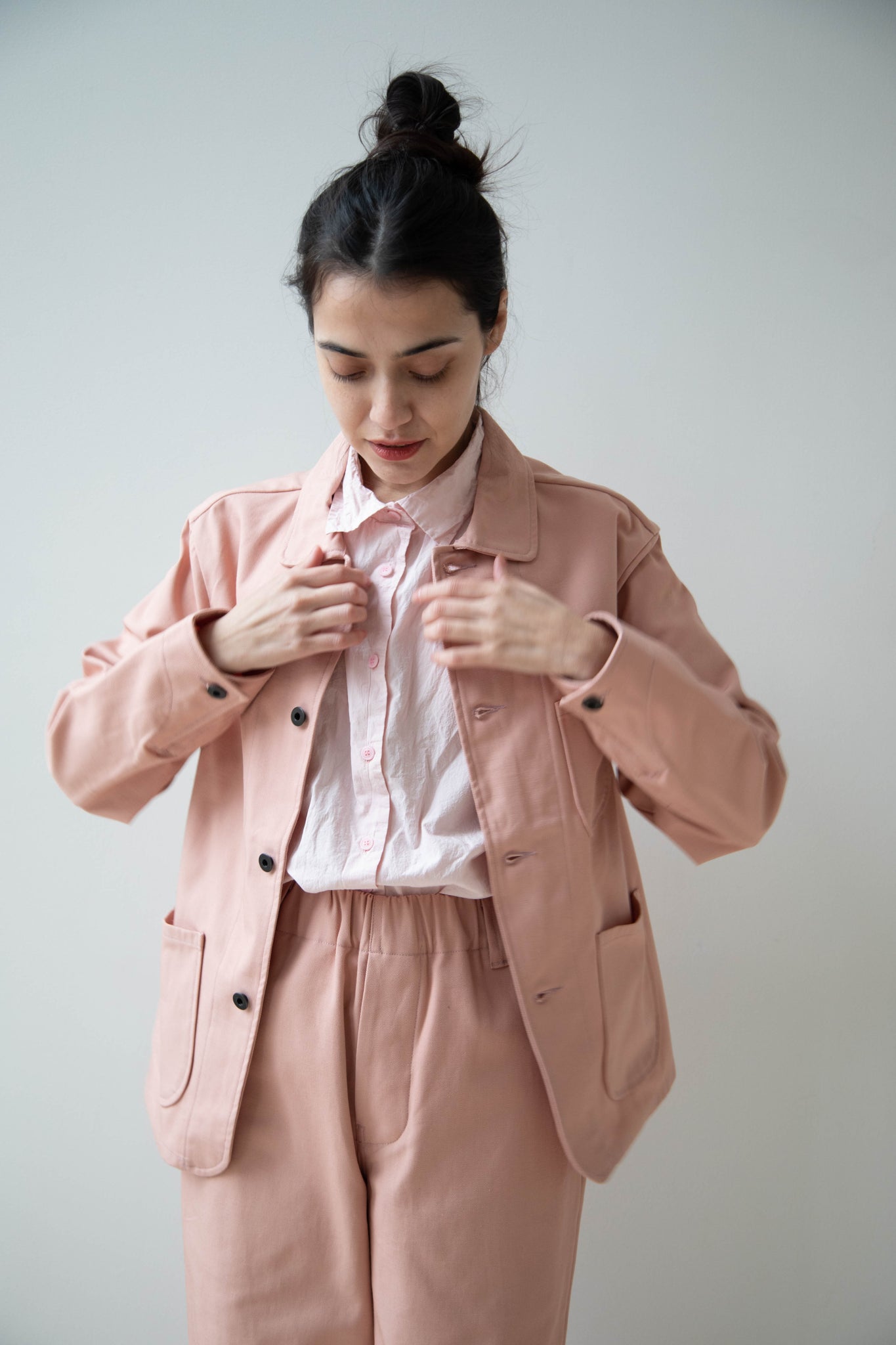 Evan Kinori | Three Pocket Jacket in Pink Twill