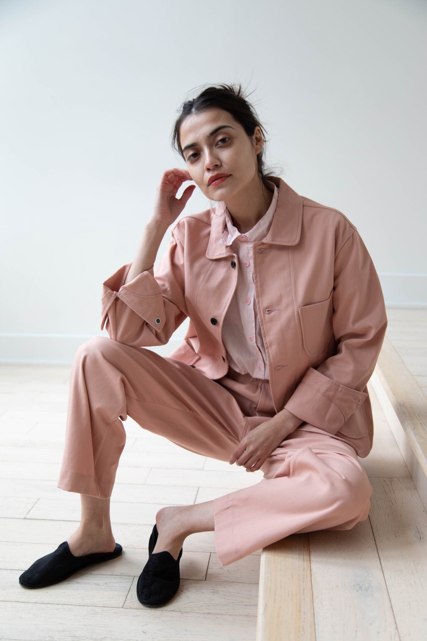 Evan Kinori | Three Pocket Jacket in Pink Twill