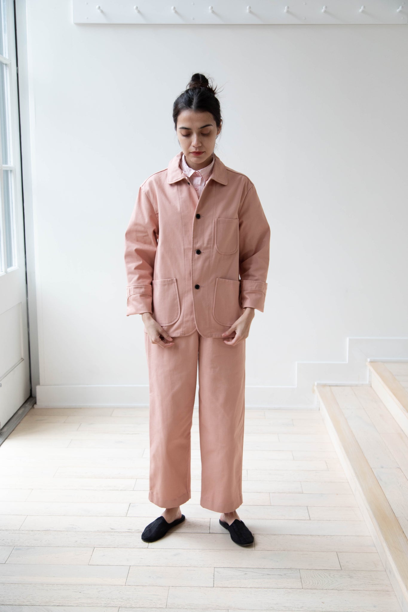 Evan Kinori | Three Pocket Jacket in Pink Twill