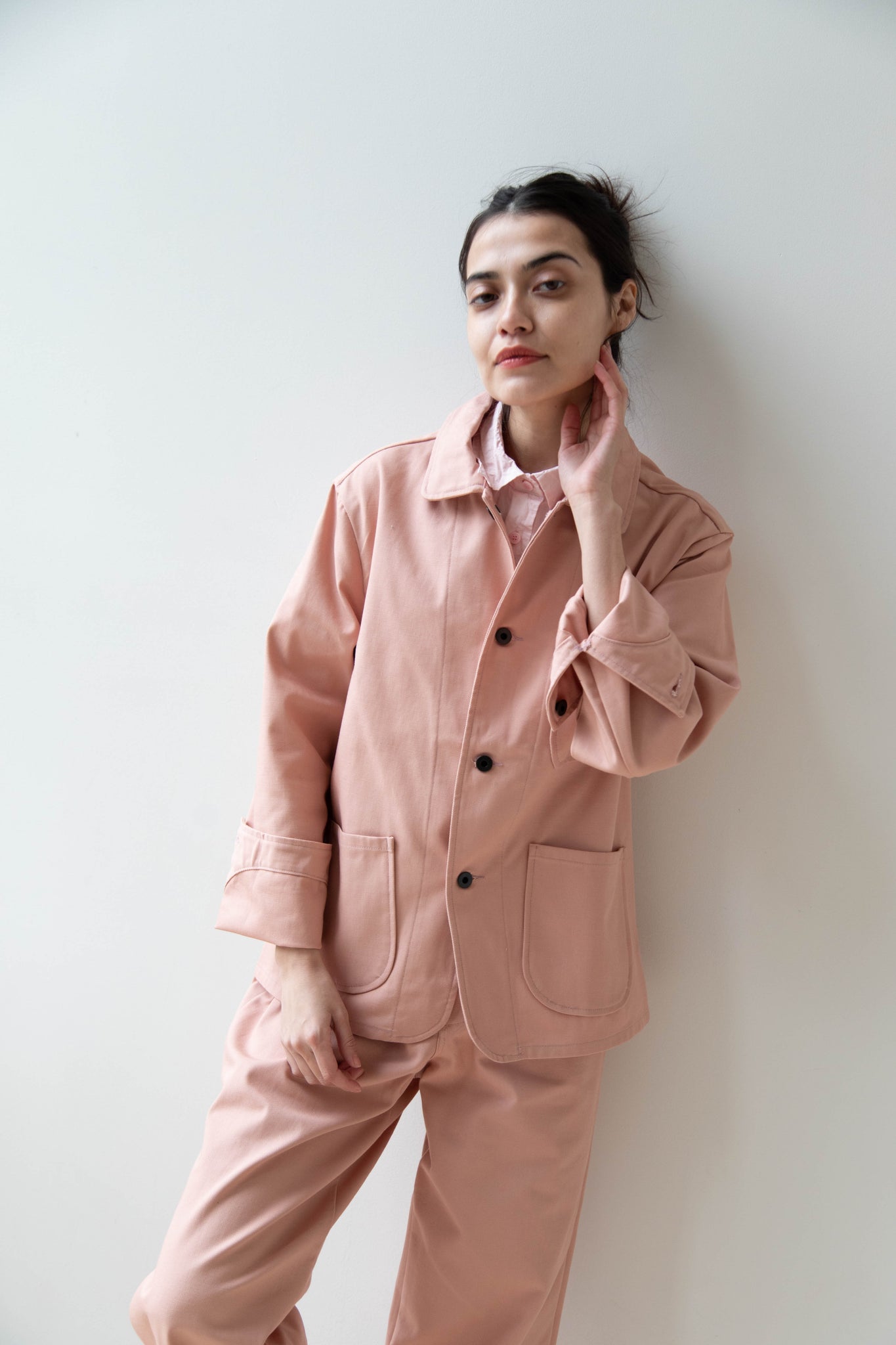 rennes — Evan Kinori | Three Pocket Jacket in Pink Twill