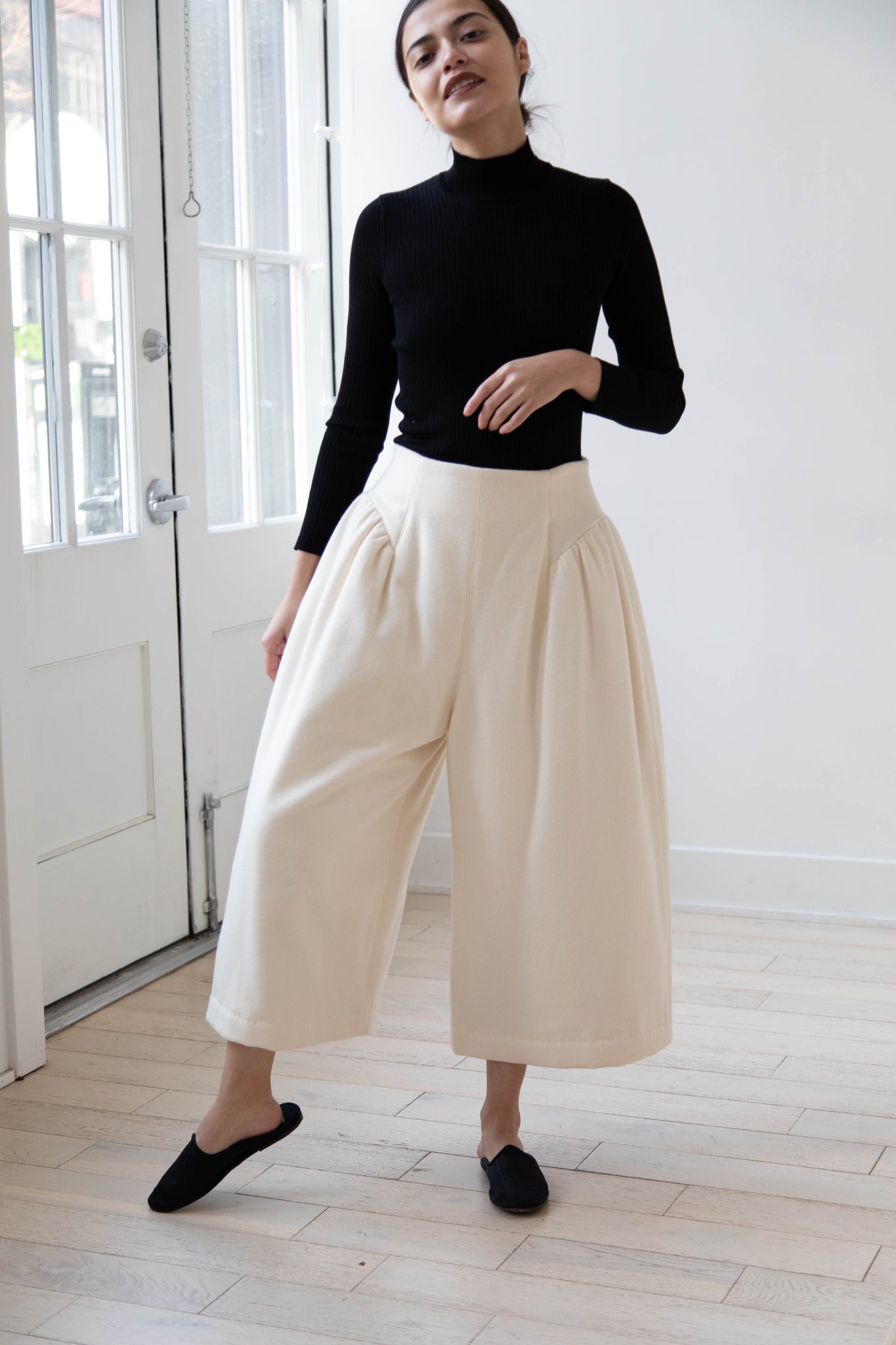 Tenne Handcrafted Modern | Wool Culottes in Ivory