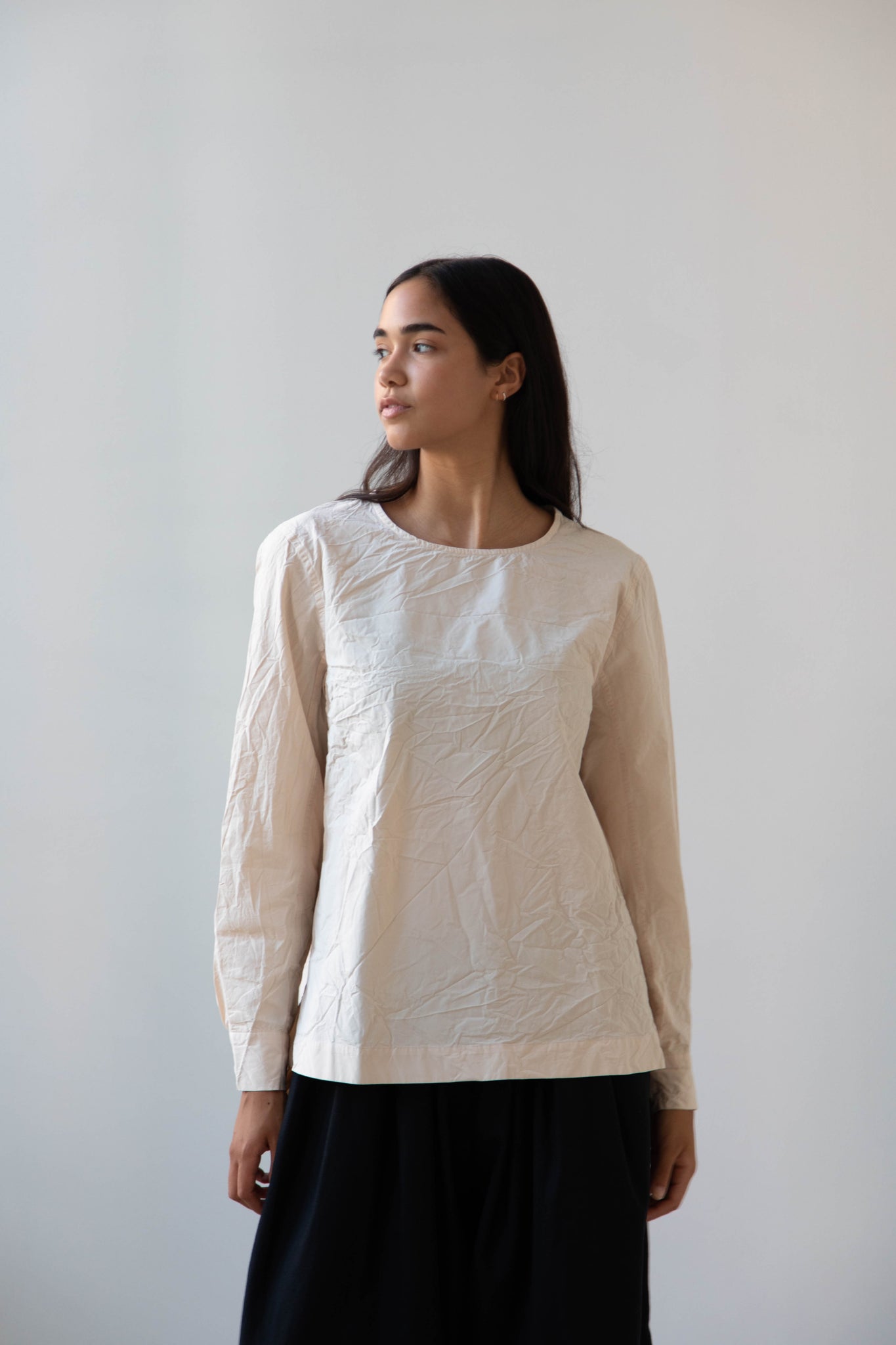 rennes — Casey Casey Long Sleeve Simple Top in Ivory