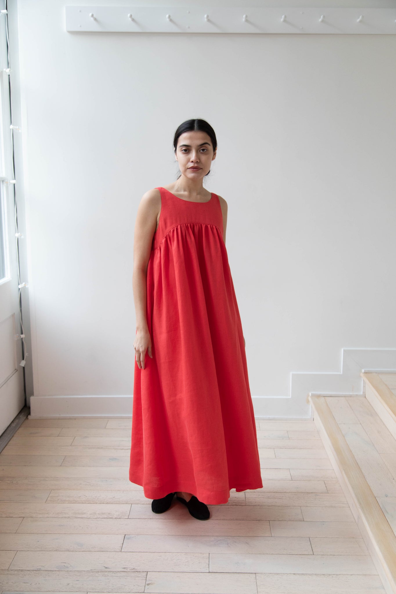 The Loom Linen Empire Dress in Red Linen