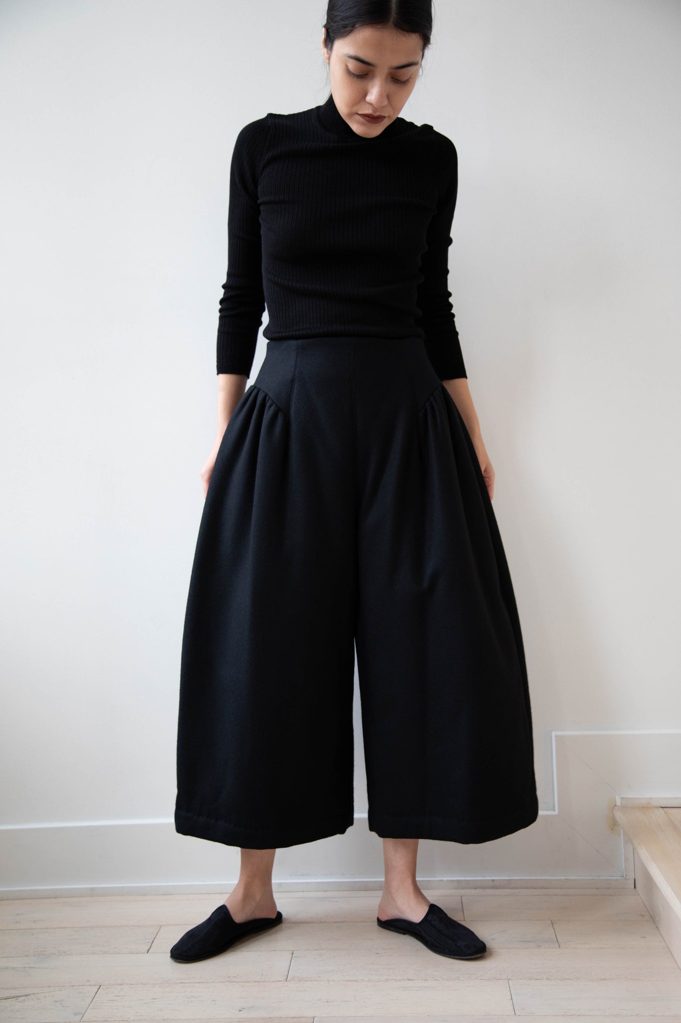 Tenne Handcrafted Modern | Wool Culottes in Black