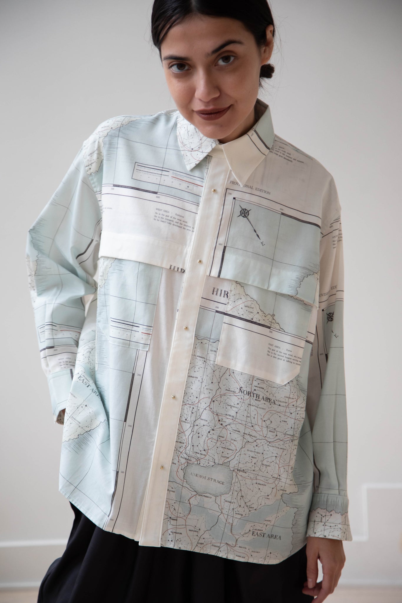 Aseedonclöud Map Shirt in Cotton Silk