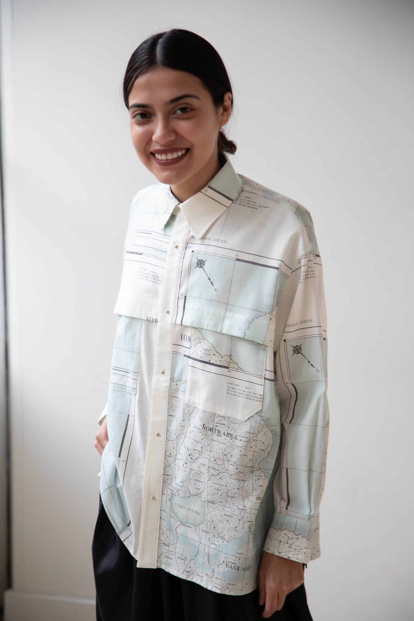 Aseedonclöud Map Shirt in Cotton Silk
