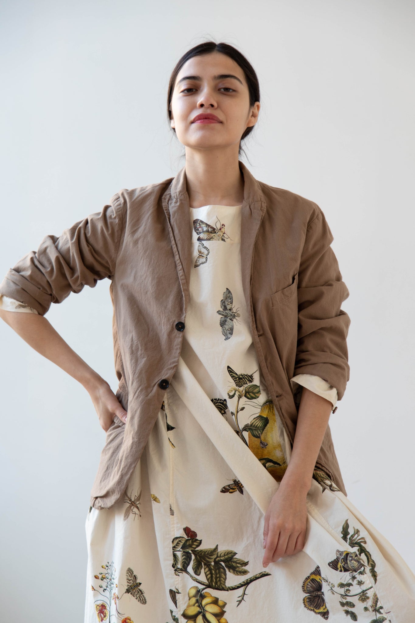 Vas-y Lentement | Tailored Cotton Jacket in Washed Olive