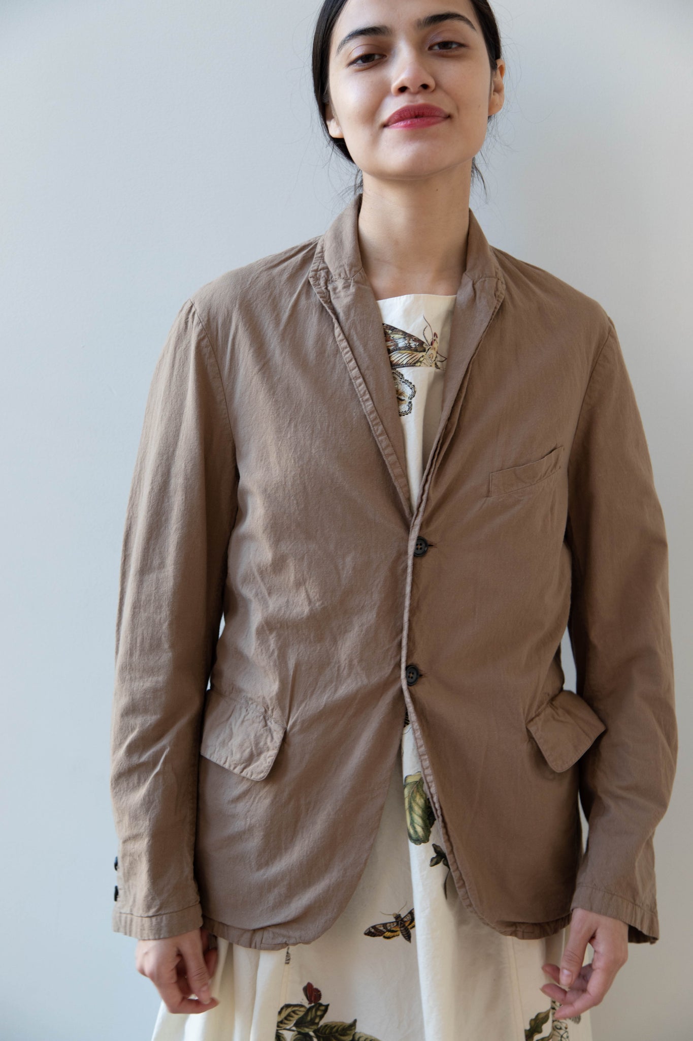 Vas-y Lentement | Tailored Cotton Jacket in Washed Olive