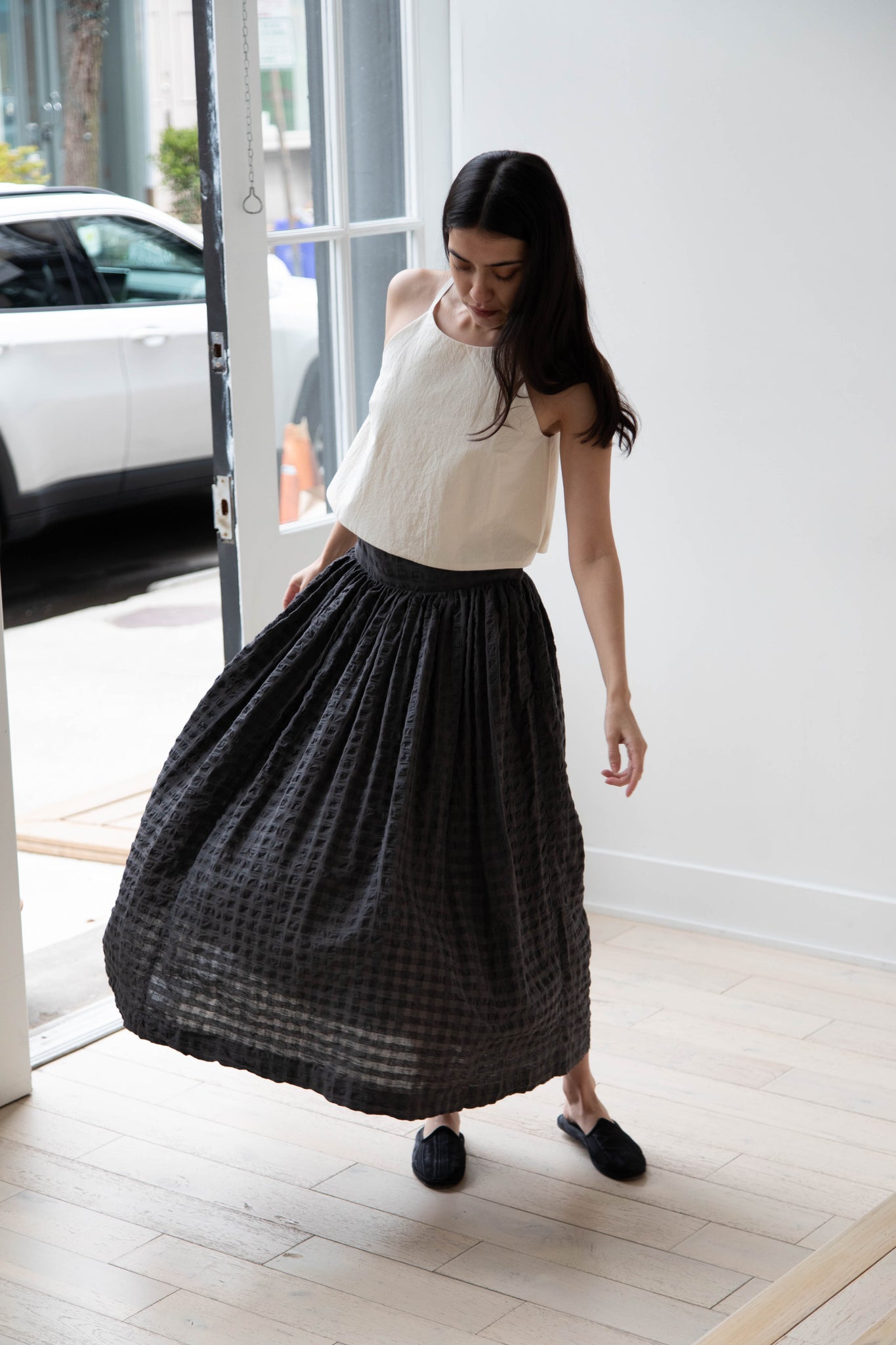 Runaway Bicycle | Alice Skirt in Charcoal Cotton Silk