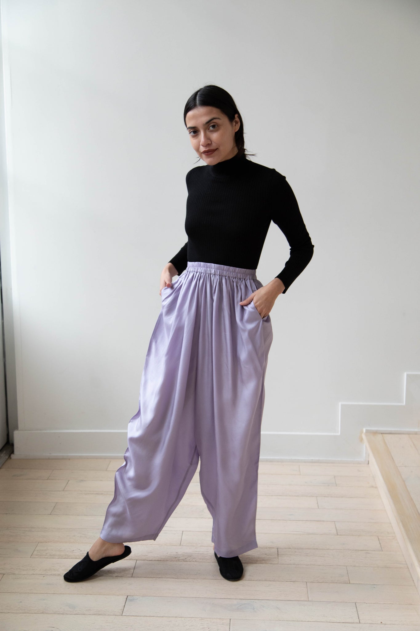Anaak Thali Cocoon Pants in Lavender Silk