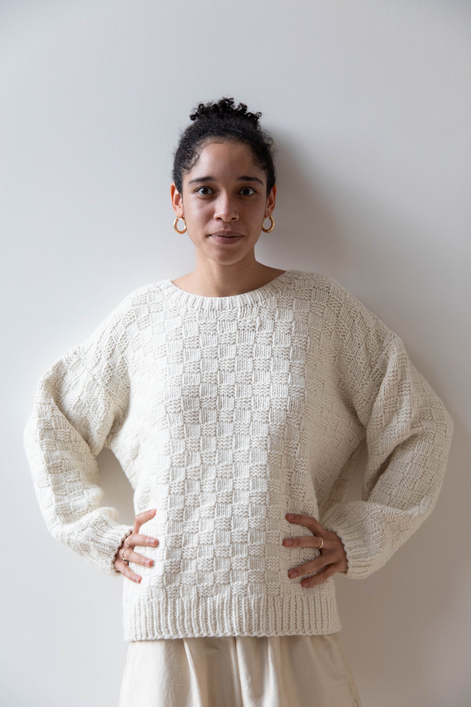 rennes — Runaway Bicycle Bess Hand Knit Sweater in Off White