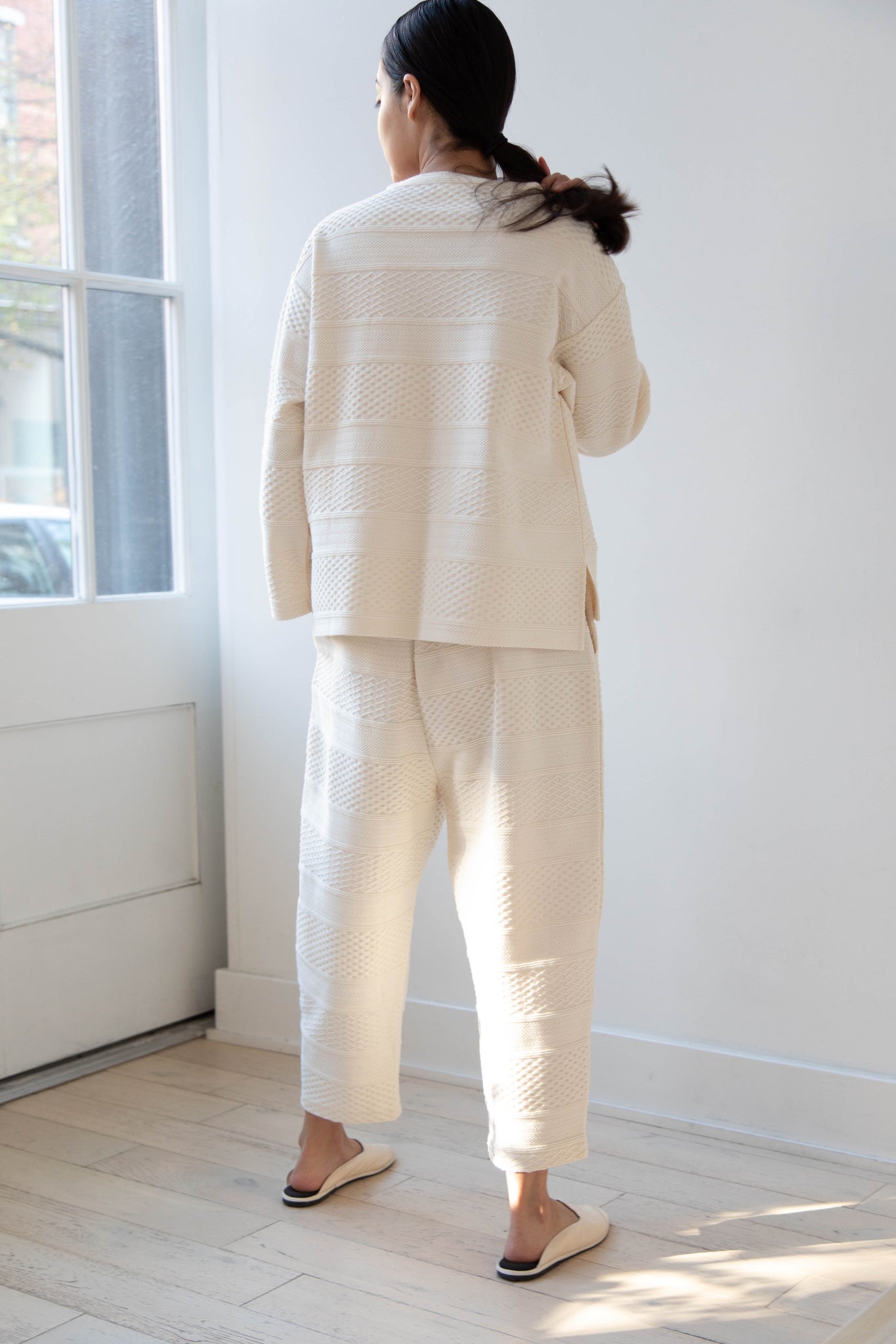 Robe de Peau by Gauze Cable Tapered Pants in Ivory
