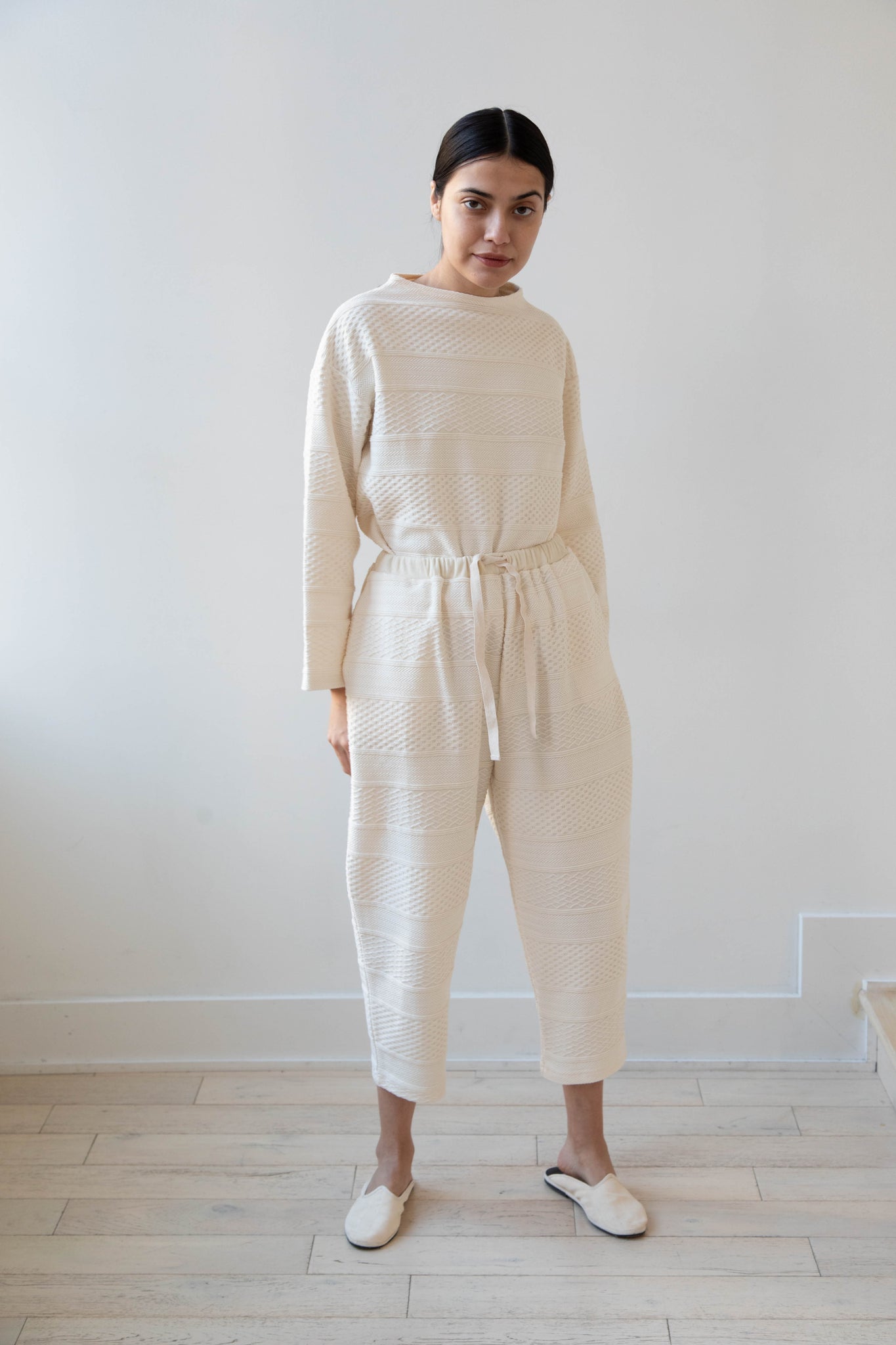 Robe de Peau by Gauze Cable Tapered Pants in Ivory