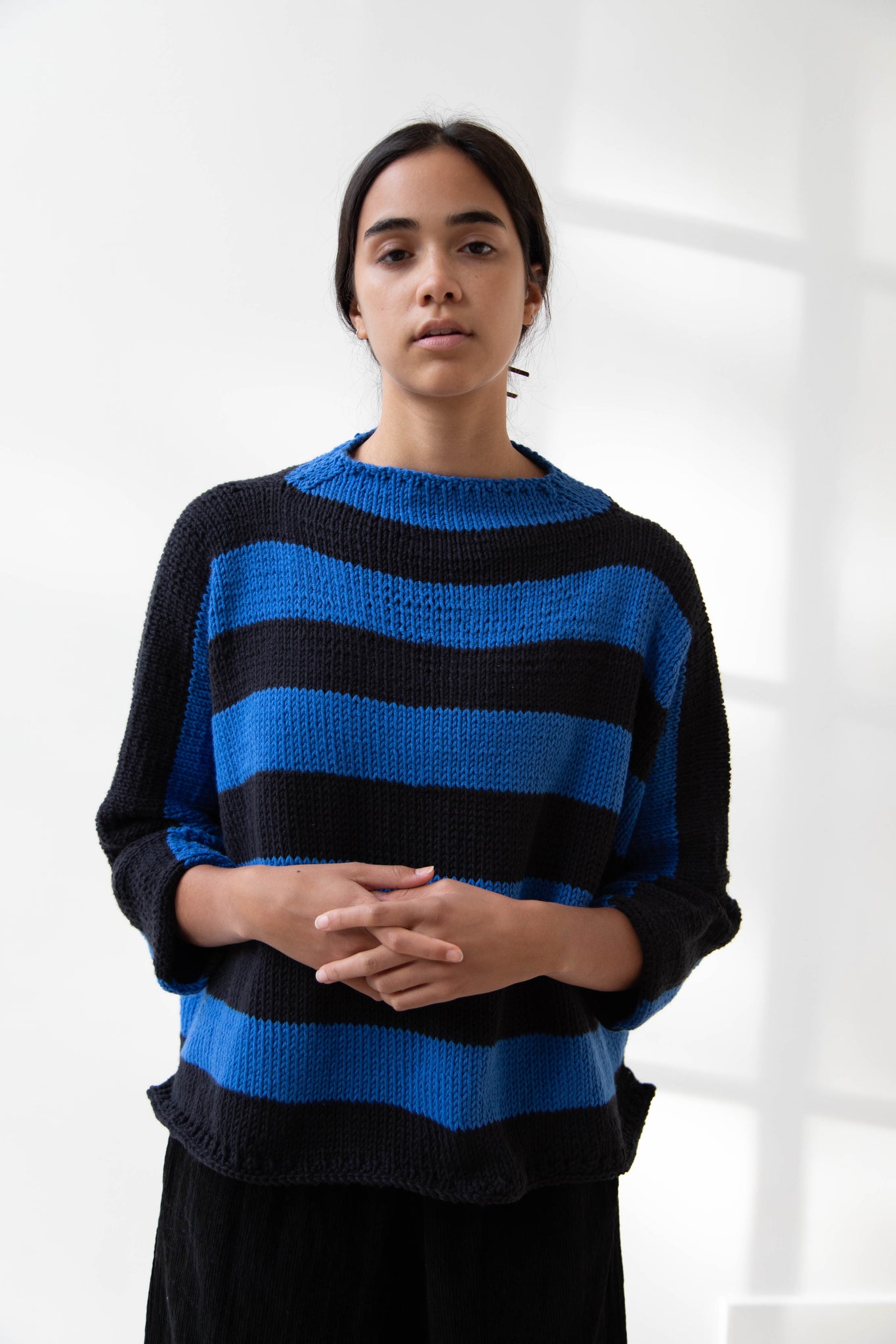 Nitto Branco Listrado Sweater in Black & Cobalt