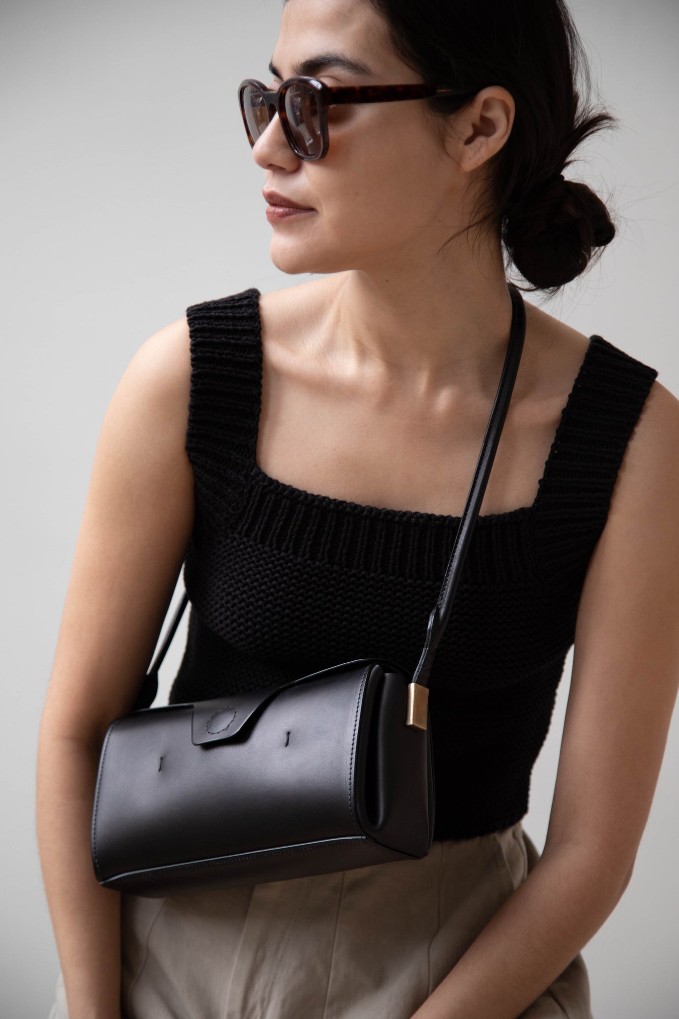 Melete Stella Shoulder Bag in Matte Black