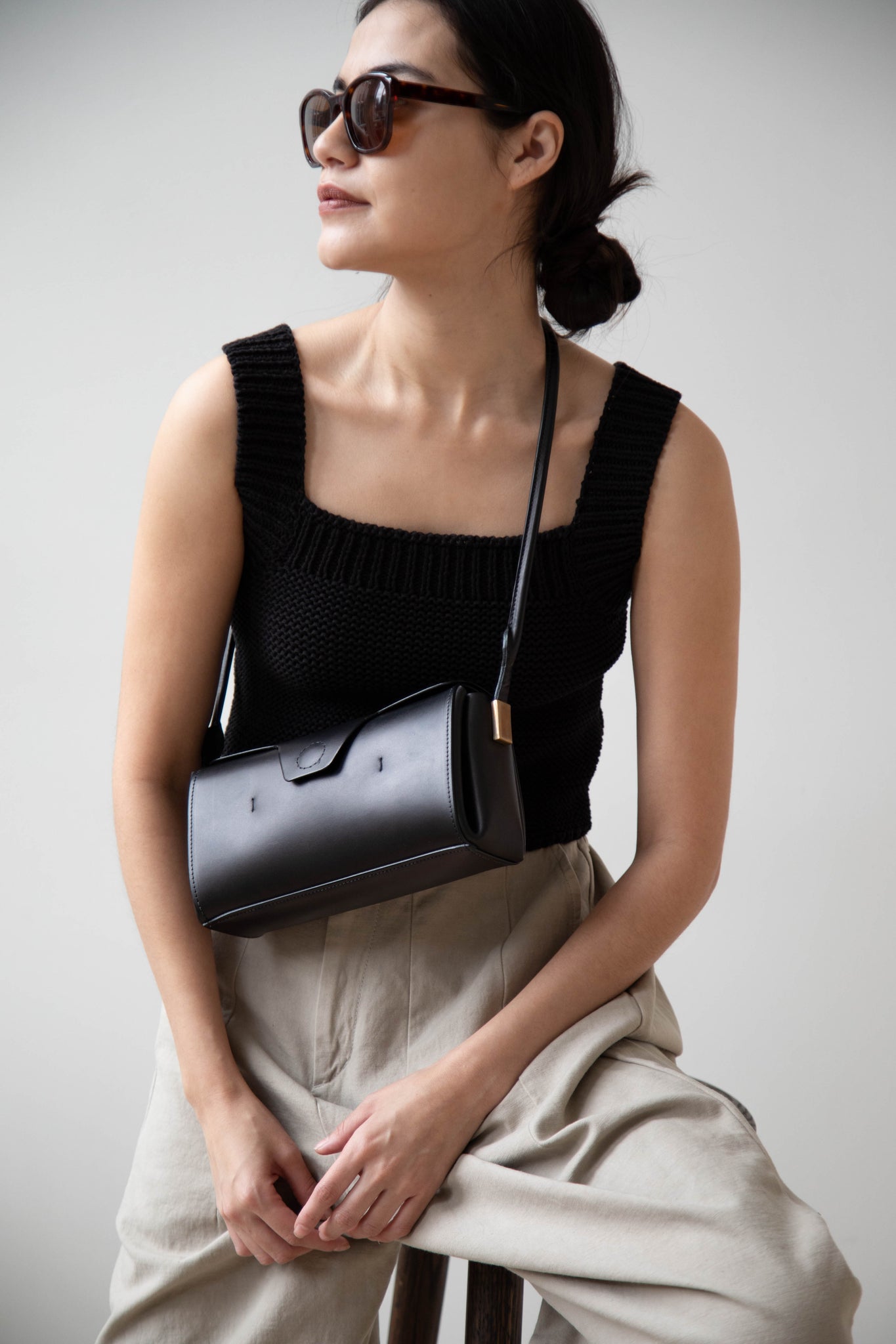 Melete | Stella Shoulder Bag in Matte Black