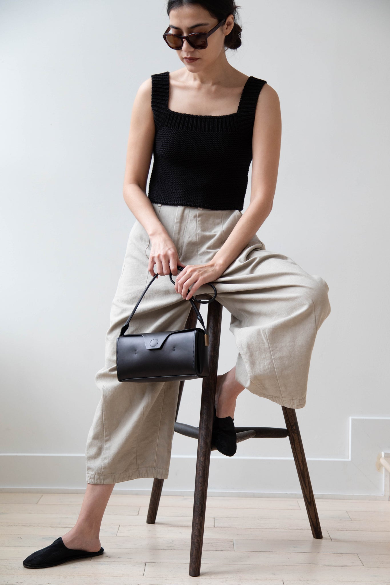 Melete Stella Shoulder Bag in Matte Black