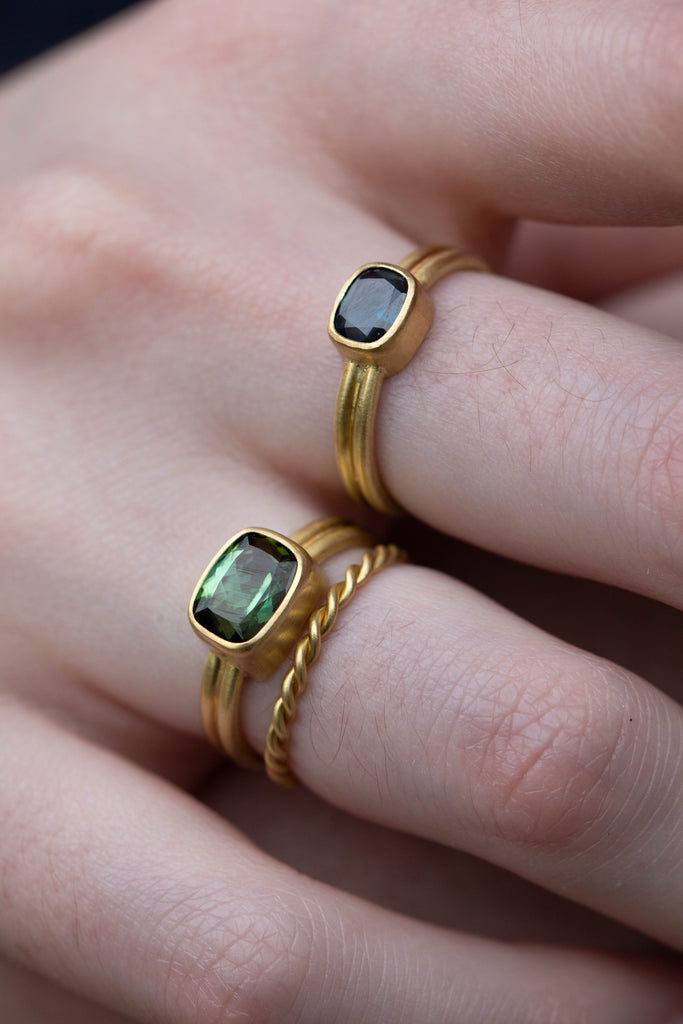 East Camp | Tourmaline Double Band Ring in 18k Gold