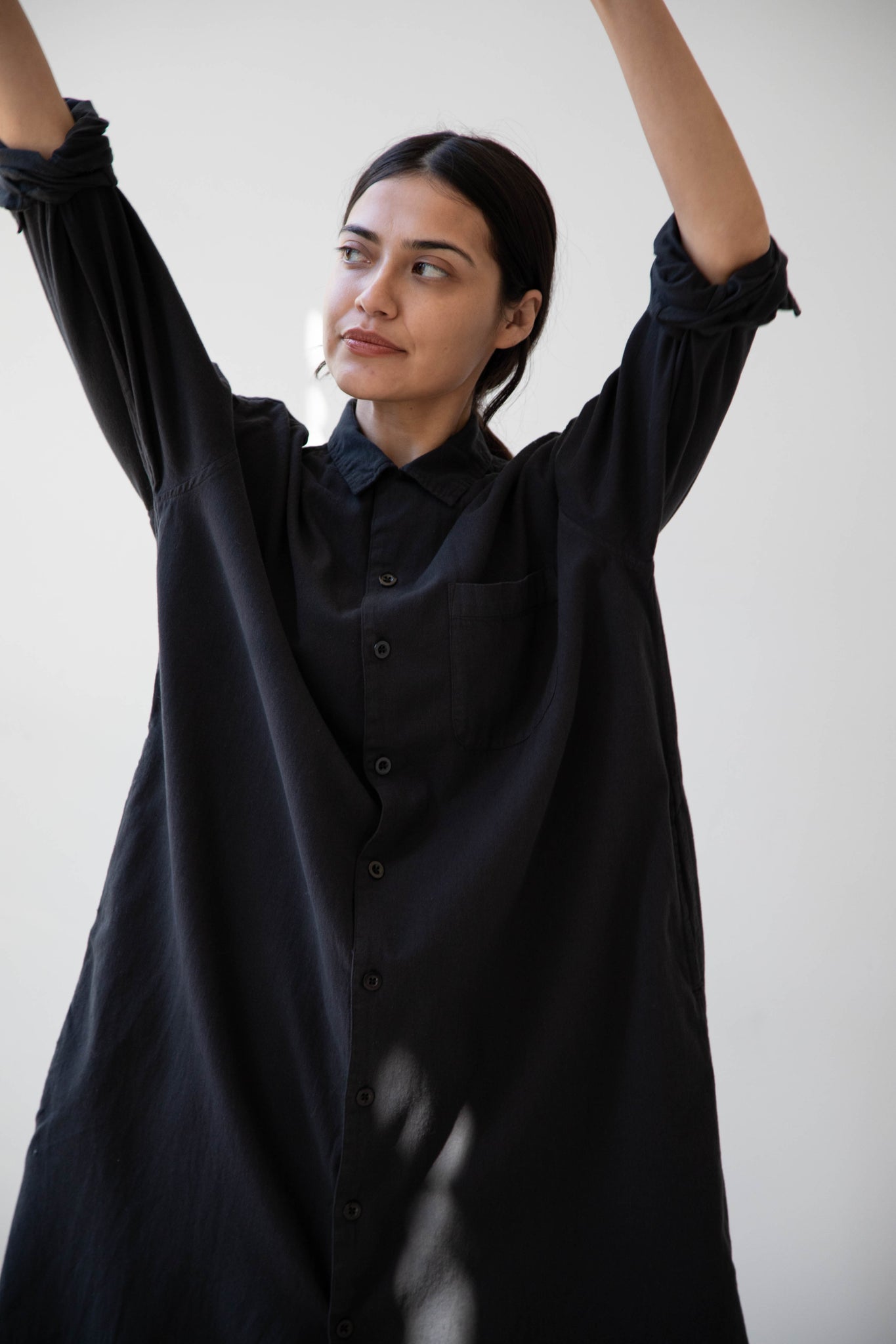 HTS Long Shirt Dress in Black