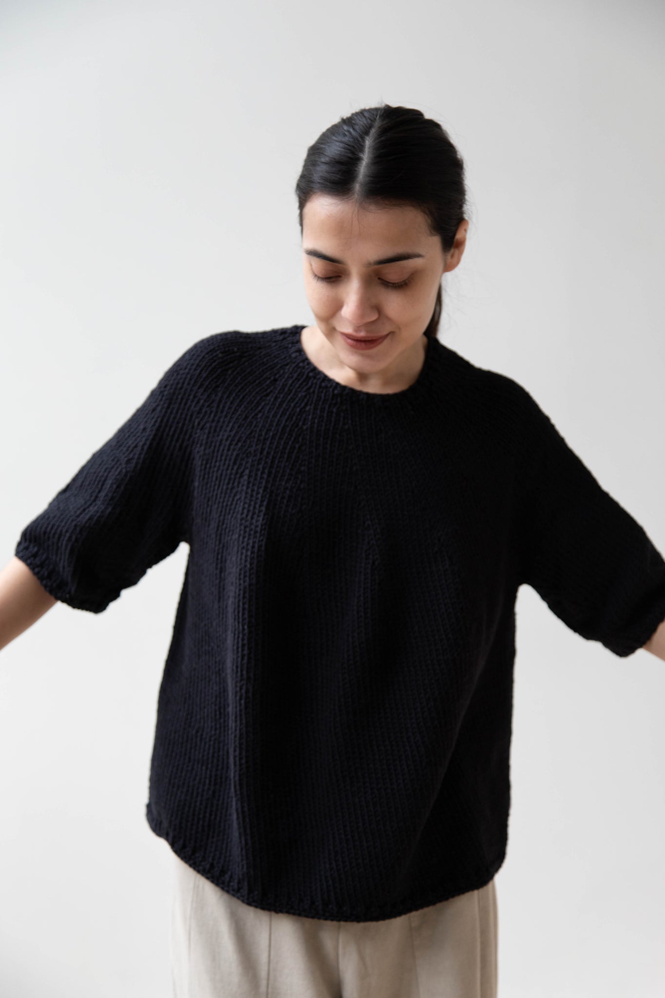 Nitto | Tee Sweater in Black Cotton