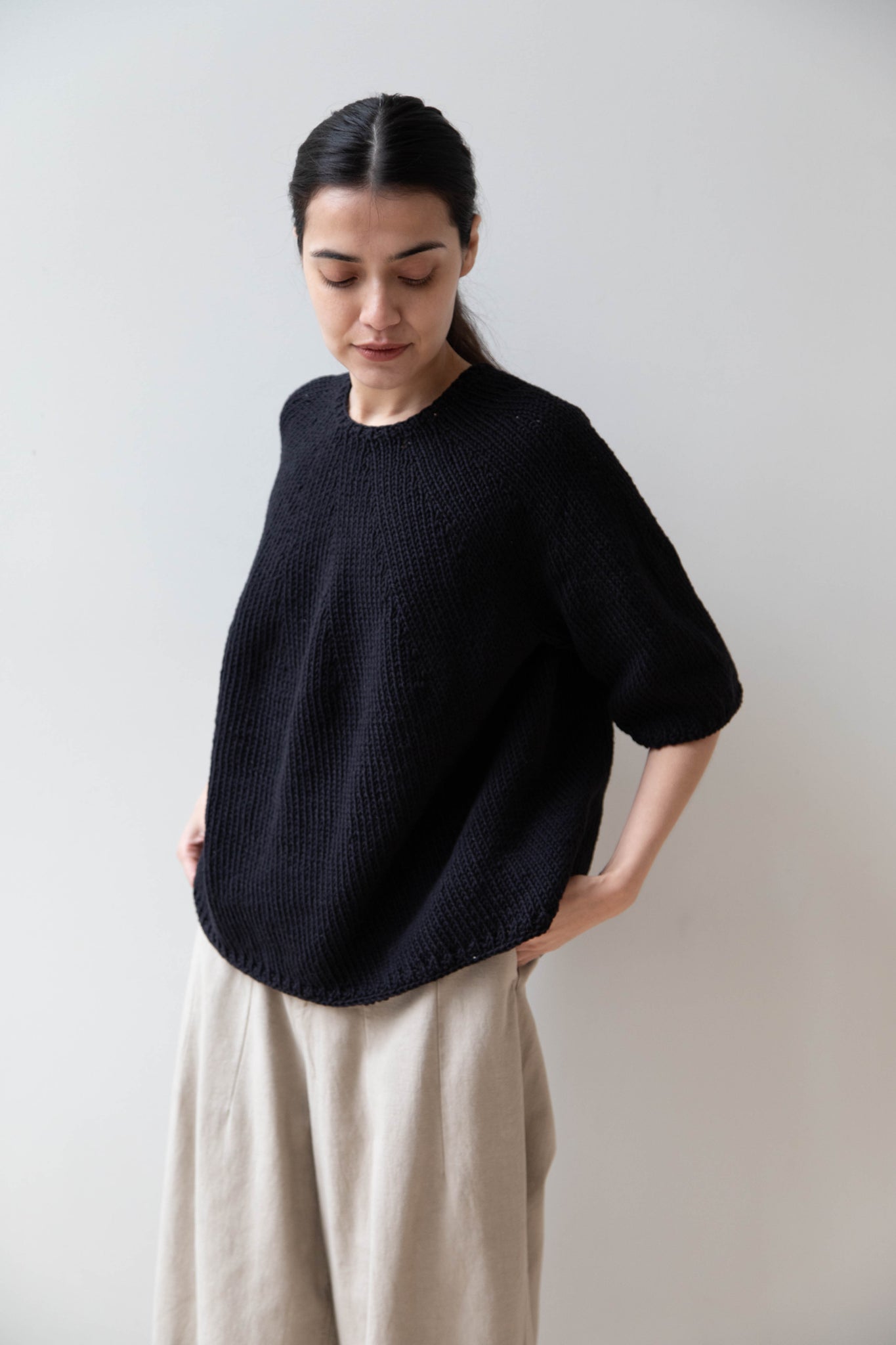 Nitto | Tee Sweater in Black Cotton