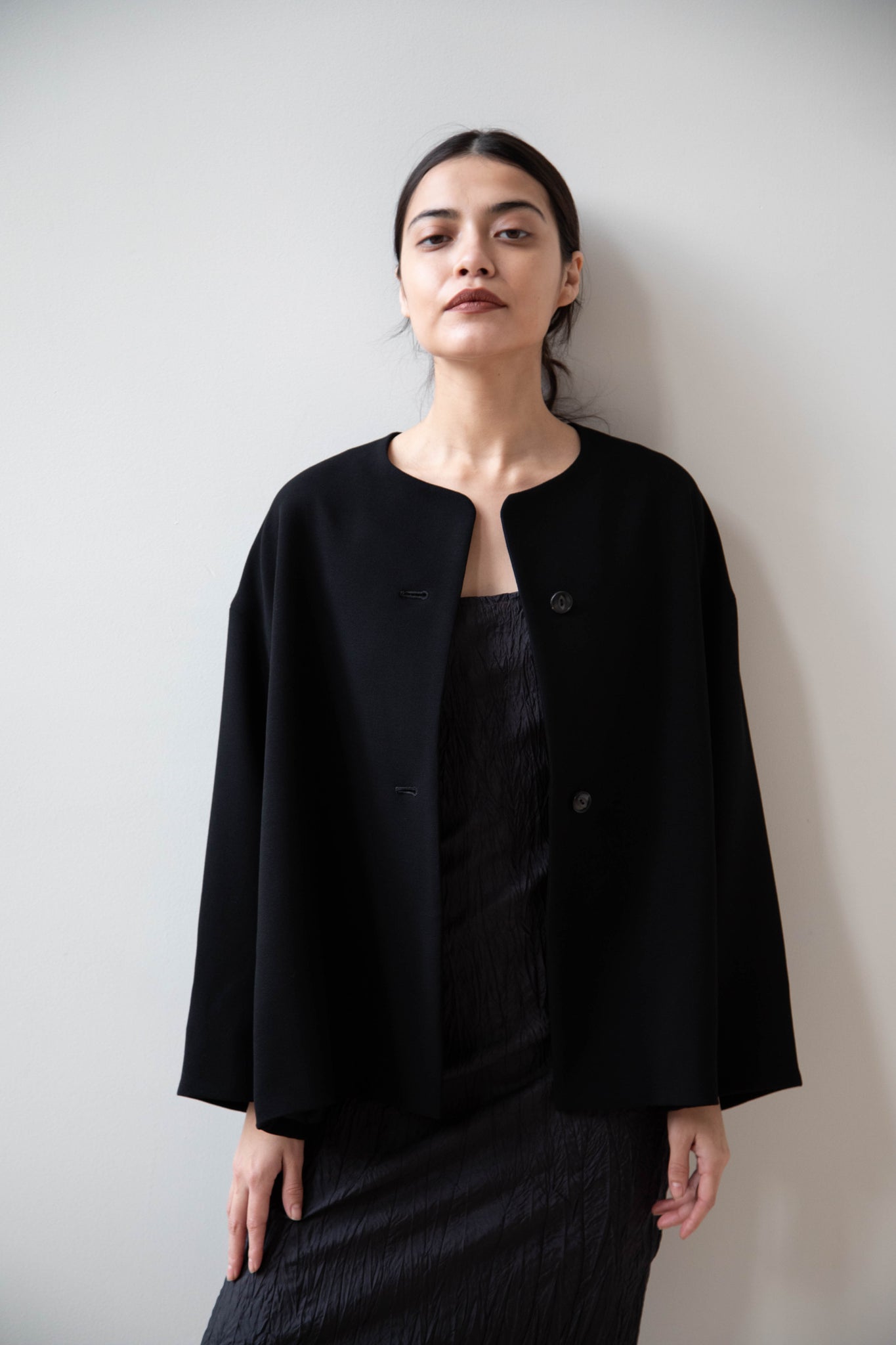 rennes — Arts & Science Boxy Jacket in Double Wool Georgette